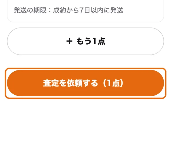 送る画面。「査定を依頼する」のボタンに枠